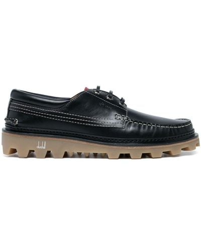 Dunhill Lace-up Leather Boat Shoes - Black