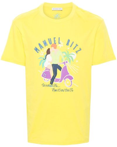 Manuel Ritz T-shirt en coton à logo imprimé - Jaune