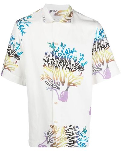 Paul Smith Coral-print Short-sleeve Shirt - Grey