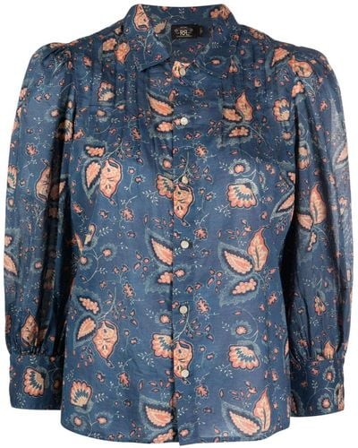 RRL Stefanie Floral-print Cotton Shirt - Blue