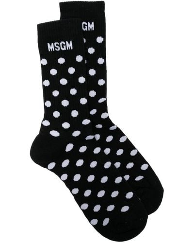MSGM Gerippte Socken mit Logo - Schwarz