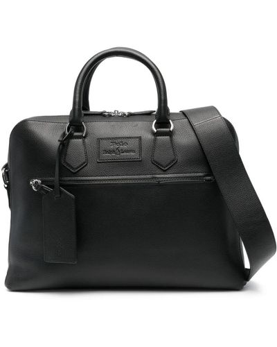 Polo Ralph Lauren Debossed-logo Leather Laptop Case - Black