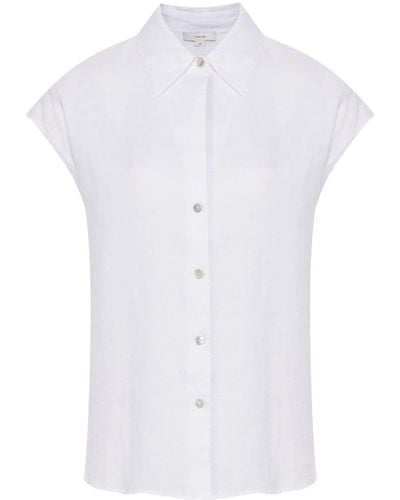 Vince Short-sleeve Linen Shirt - White