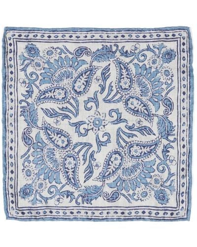 Brunello Cucinelli Pañuelo de bolsillo con estampado de cachemira - Azul