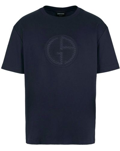 Giorgio Armani T-Shirt mit Logo-Applikation - Blau