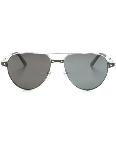 Cartier Layered Pilot-frame Sunglasses - Gray