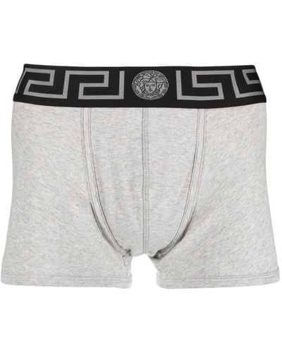 Versace Greca-pattern Cotton Boxer Briefs - Gray
