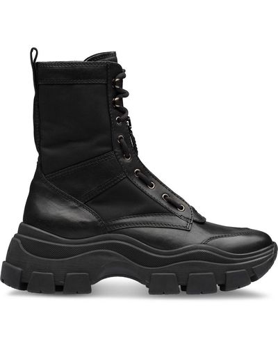 Prada Chunky Sole Combat Boots - Black