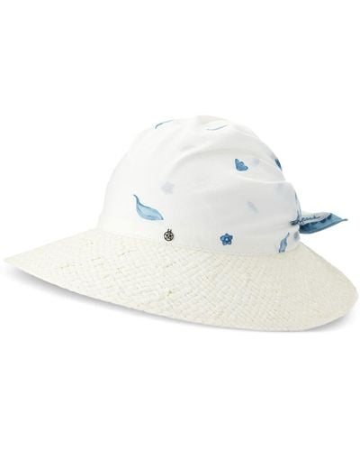 Maison Michel Linette floral-print visor hat - Weiß