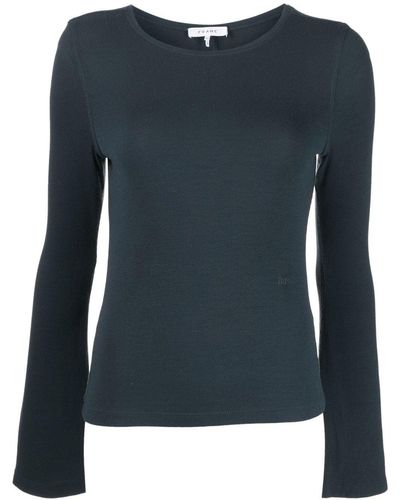 FRAME Ribbed Bell-sleeve Top - Blue