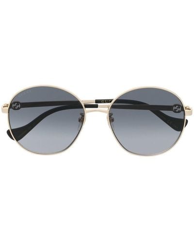 Gucci Sonnenbrille mit rundem Gestell - Mettallic