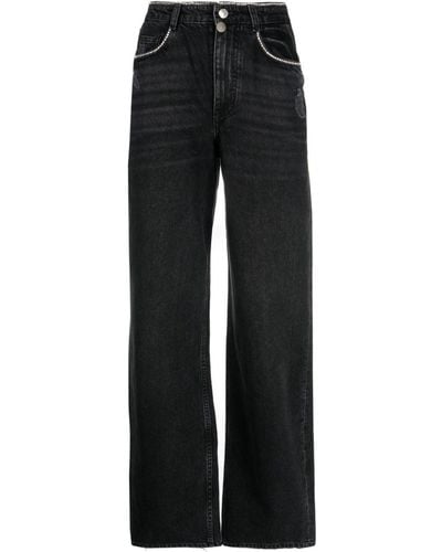 Maje Crystal-trimmed High-rise Jeans - Black