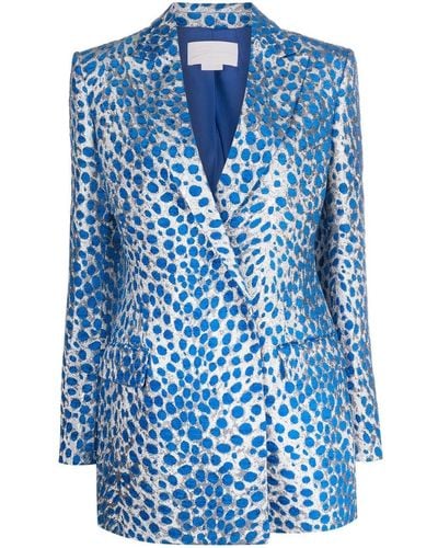 Genny Leopard-print Single-breasted Blazer - Blue