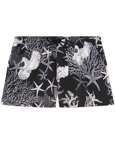 Versace Graphic-print Swim Shorts - Black