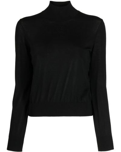 Alexander Wang Logo-embossed Roll-neck Wool Sweater - Black