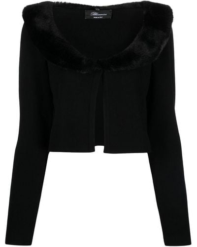 Blumarine Oversized-collar Cropped Cardigan - Black