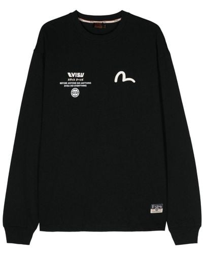Evisu The Great Wave And Kamon Cotton T-shirt - Black