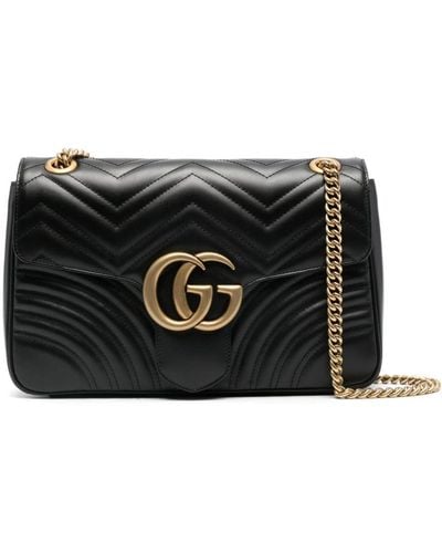 Gucci Medium GG Marmont Shoulder Bag - Black