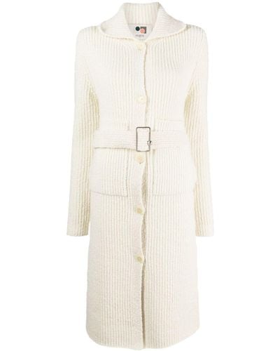 Ports 1961 Belted Ribbed-knit Cardigan - White
