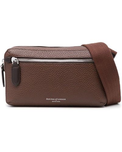Aspinal of London Reporter Compact Leather Crossbody Bag - Brown