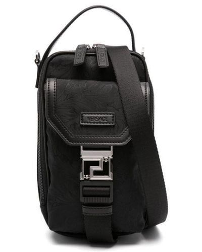 Versace Barocco Jacquard Shoulder Bag - Black