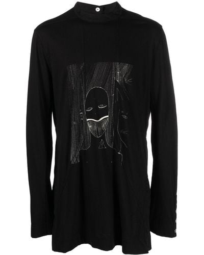 Rick Owens グラフィック ロングtシャツ - ブラック