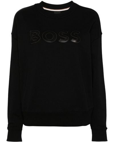 BOSS Logo-patch cotton sweatshirt - Noir