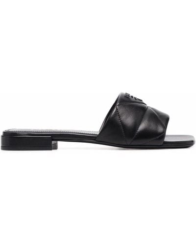 Prada Logo Padded Leather Sandal - Black