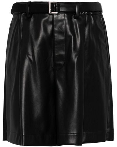 Sacai Belted Pleated Shorts - Black