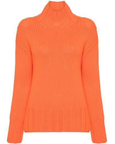 Zanone High-neck Ribbed-knit Sweater - Orange