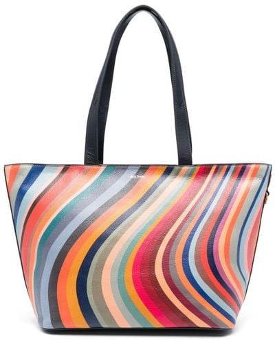 Paul Smith Swirl Leather Shopping Bag - Red