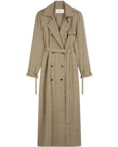Dries Van Noten Checked Belted Trench Coat - Natural