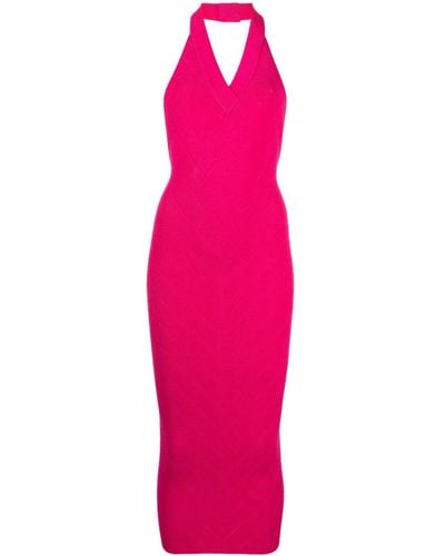 Balmain Chevron-knit Maxi Dress - Pink
