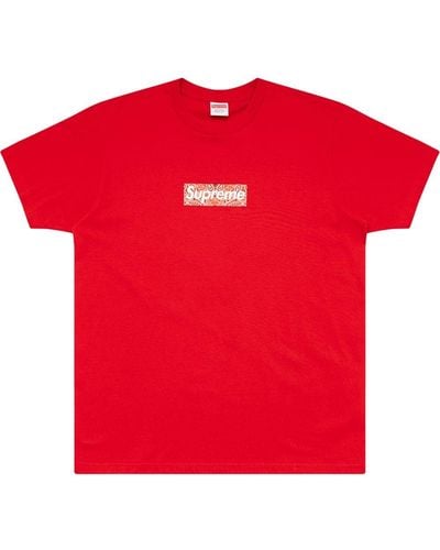 Supreme T-Shirt mit Bandana-Logo - Rot