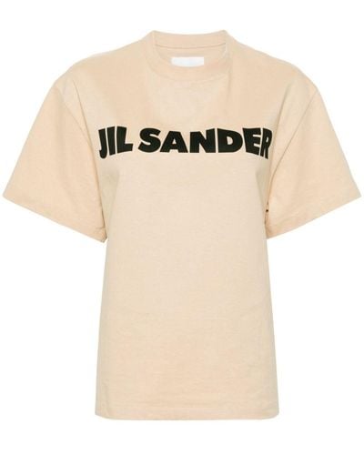 Jil Sander T-shirt Met Logoprint - Naturel