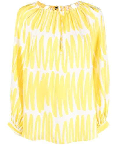 Kiton Seidenbluse mit abstraktem Print - Gelb