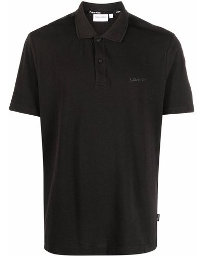 Calvin Klein Logo-print Polo Shirt - Black