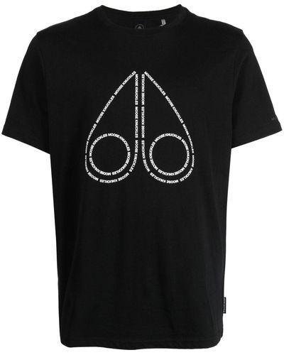 Moose Knuckles T-shirt Augustine con stampa - Nero