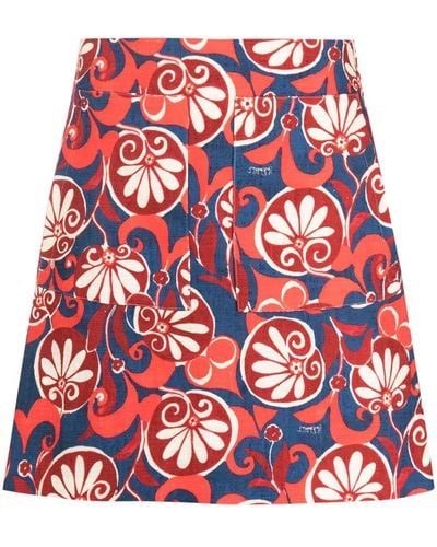 La DoubleJ Moonflower-print Mini Skirt - Red