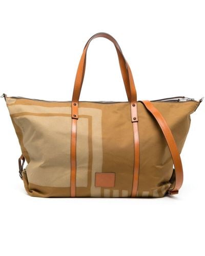 Paul Smith Logo-patch Canvas Holdall Bag - Brown