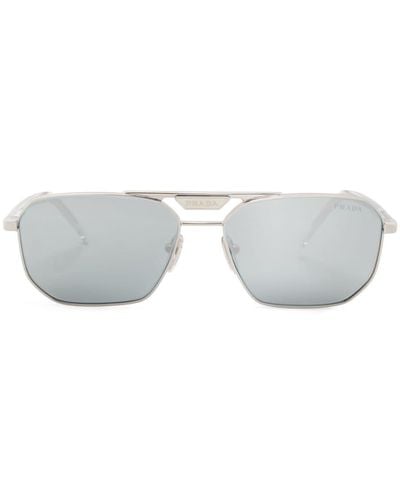 Prada Pilot-frame Double-bridge Sunglasses - White