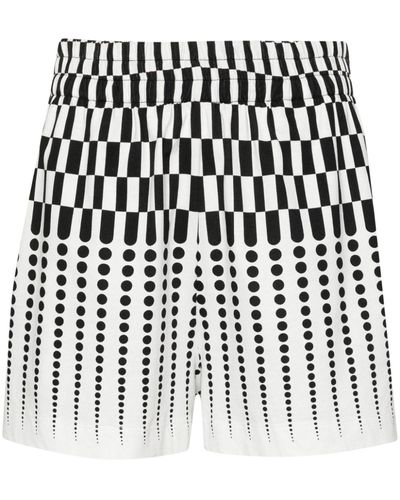 Dries Van Noten Geometric-print Organic-cotton Shorts - Black
