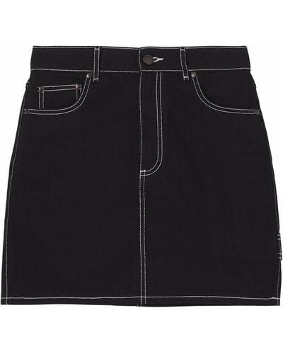 Burberry Jupe en jean à coutures contrastantes - Noir