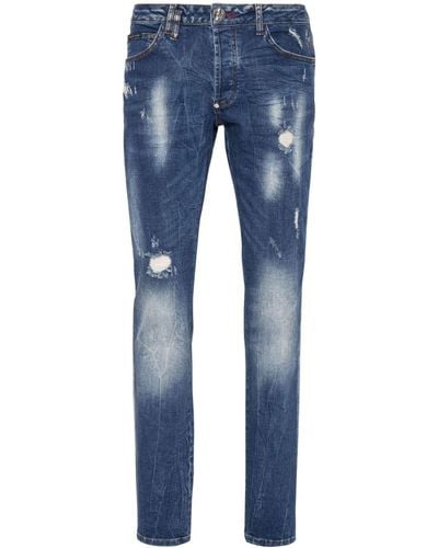 Philipp Plein Mid-rise Straight-leg Jeans - Blue