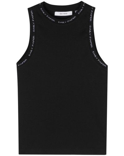 Daily Paper Logo-border Ribbed Tank Top - Black