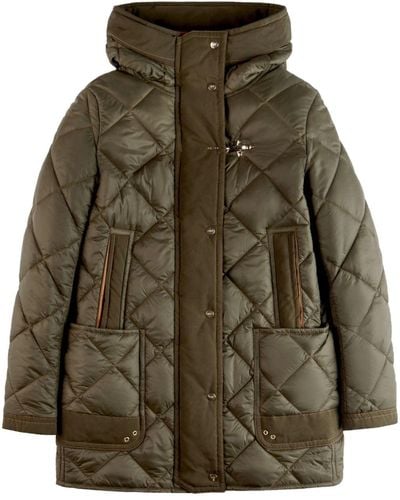Fay Quilted Hooded Parka Jacket - Green