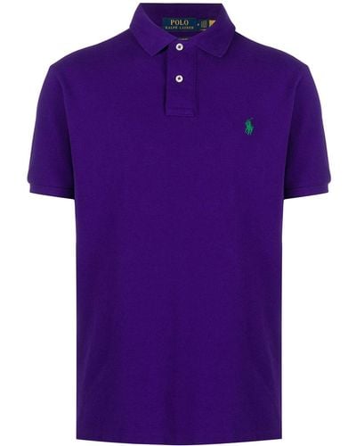 Polo Ralph Lauren Logo Embroidered Polo Shirt - Purple