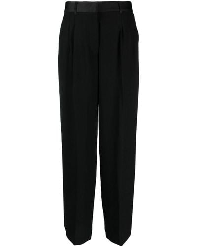 DKNY Pleat-detail Wide-leg Trousers - Black