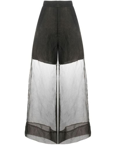 Uma Wang Pantalon en soie à design superposé - Gris