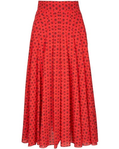 Akris Floral-print A-line Skirt - Red